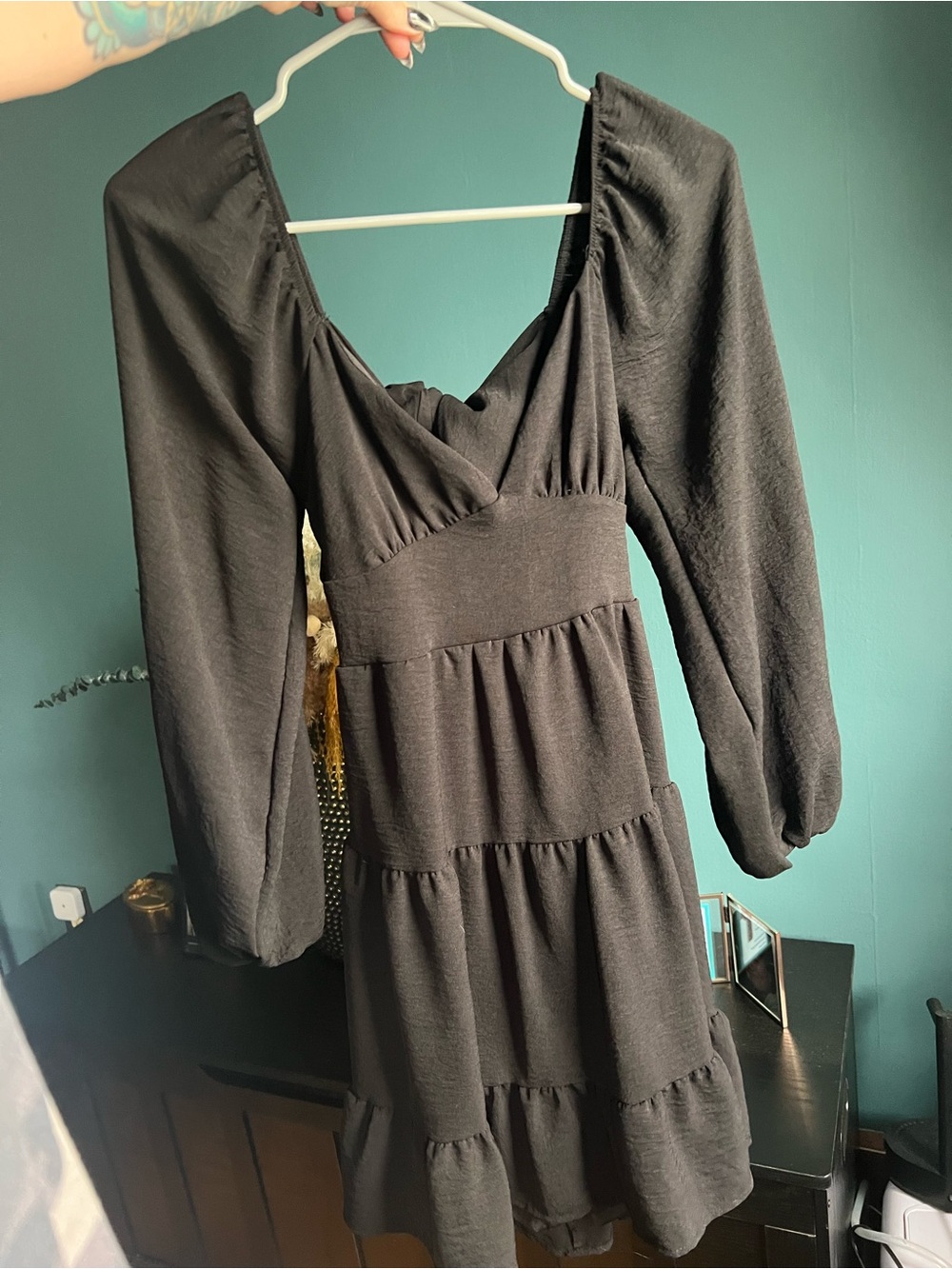 Altar'd State Black Long-Sleeve V-Neck Dress